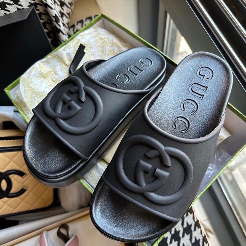 Gucci Black Logo Slides